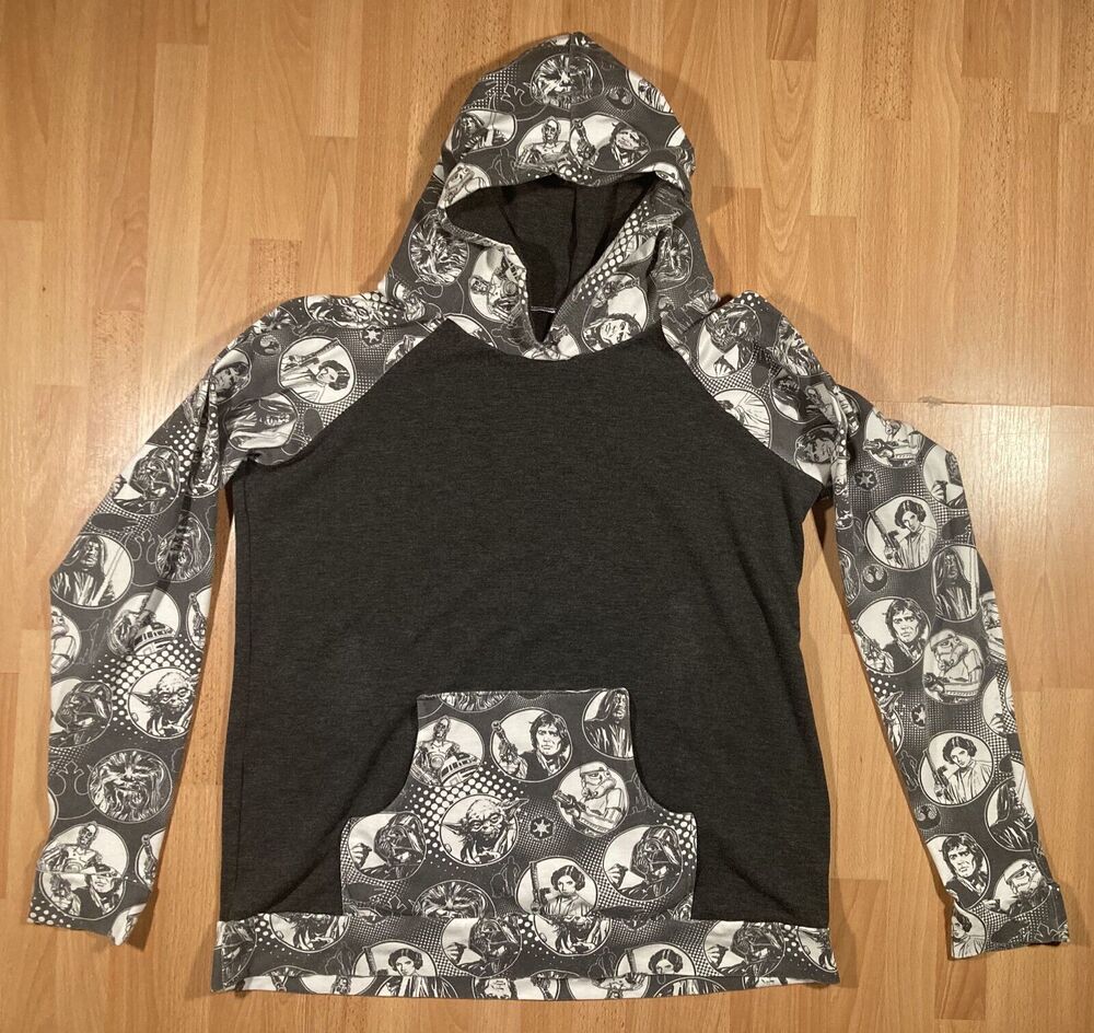 Star Wars Character Raglan Pullover Hoodie, Adult  (L or XL) • Han, Luke, Leia